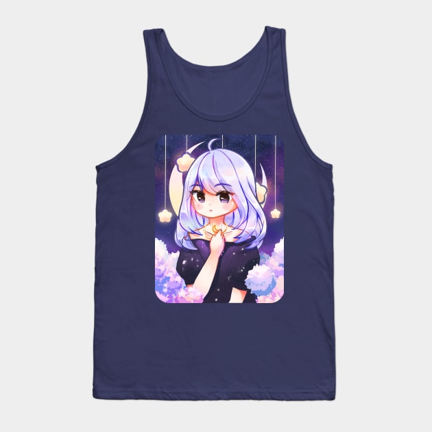 lilac starry night kawaii aesthetic anime girl Tank Top by mushopea